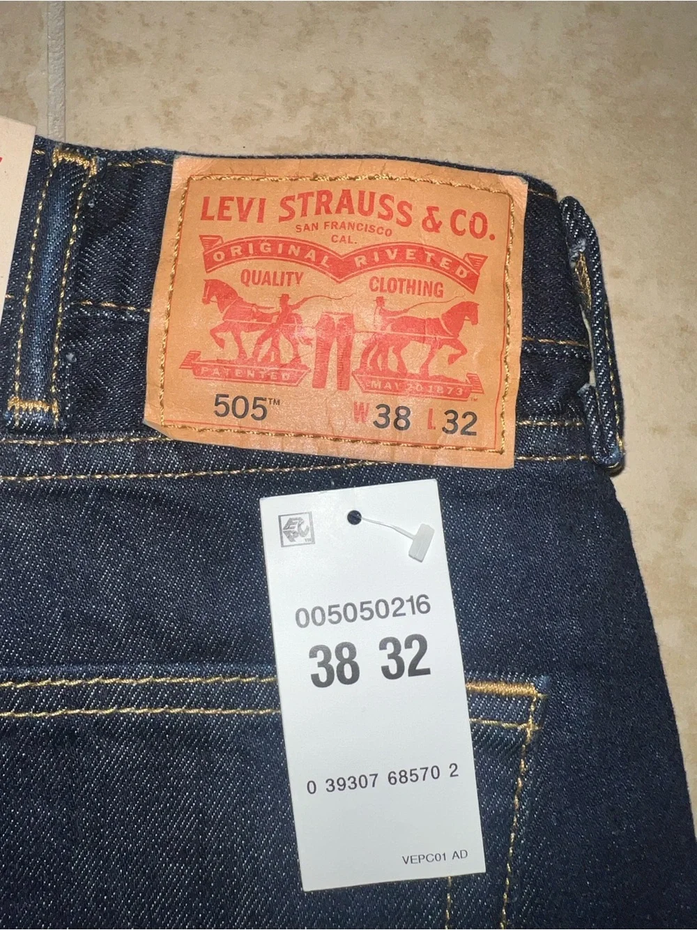 Levi's 505 Dark Blue Straight-Leg Men's Jeans 38x32